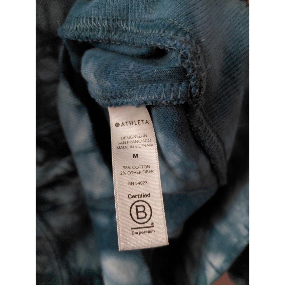 Athleta Sundown Tie Dye Hoodie Sweatshirt Women's Medium Dark Surf Teal Blue - Picture 6 of 10
